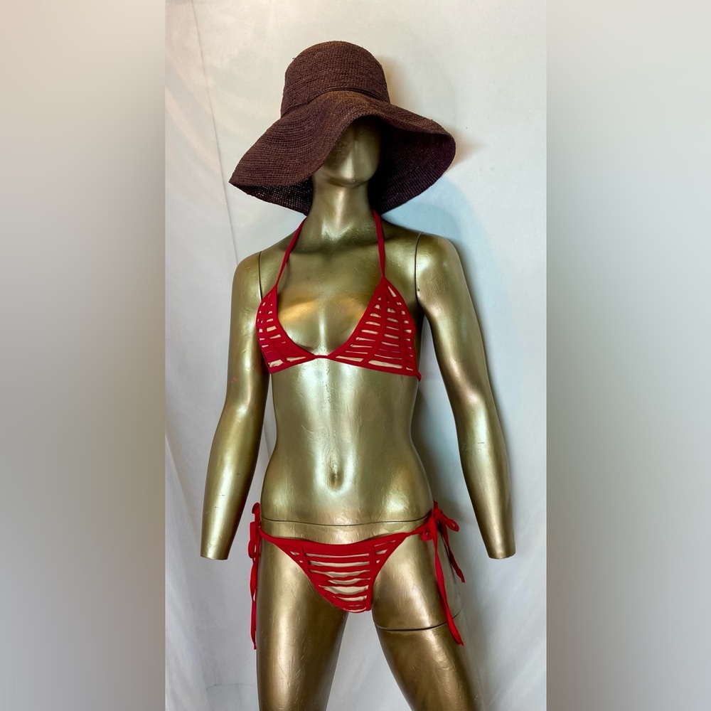 Beach Bunny Red Strappy Triangle Bikini Set